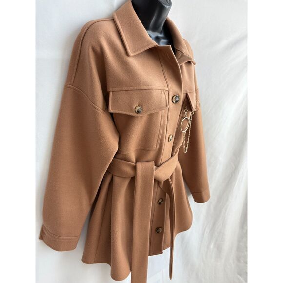 Phardi European Coat Camel Brown Belted Size EU 40 US sz M/L Classy Old Money - Picture 2 of 10